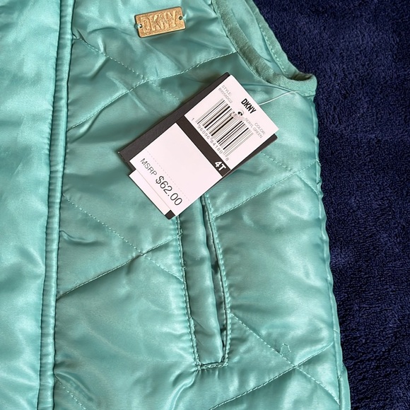 DKNY 4T Hoodie Vest Girls Green - Picture 2 of 8